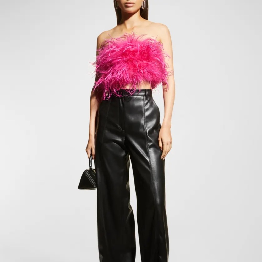 Zaina Ostrich Feather Bustier Top